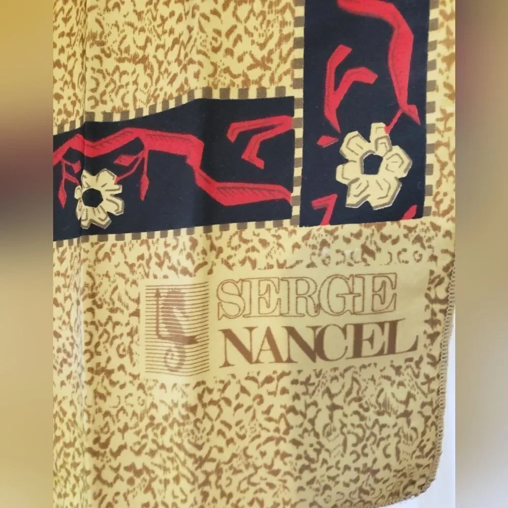Serge Nancel Gold and Black Patterned Scarf